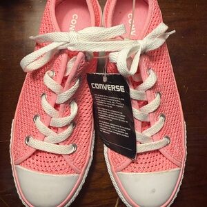 Converse Pink and White Mesh Junior Low-Top Sneakers